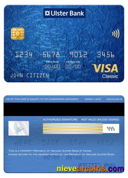 Republic of Ireland Ulster Bank visa classic card